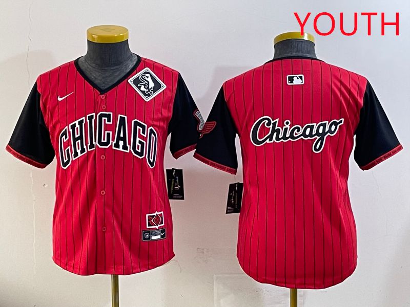 Youth Chicago White Sox Blank Red Stripe Joint Name Nike 2025 MLB Jersey style 20